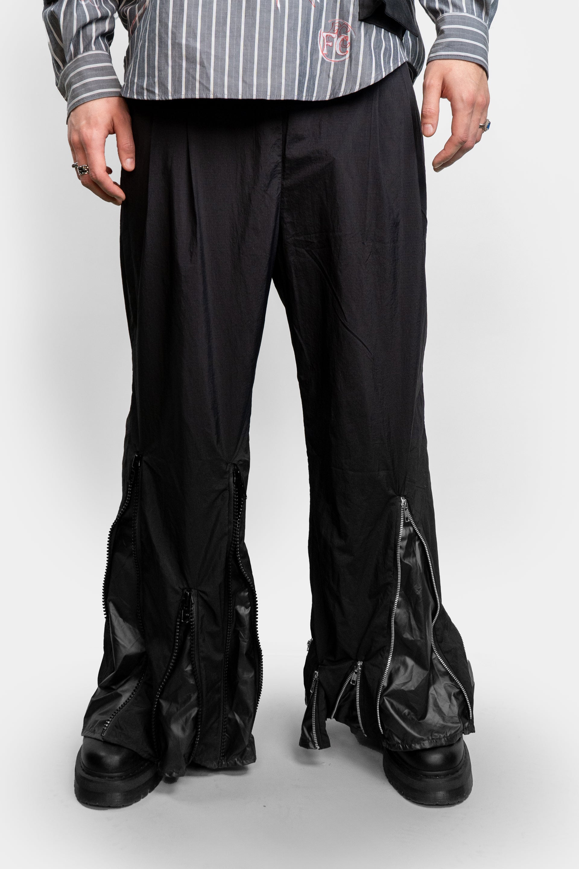 Zipper Swirl Nylon Trousers